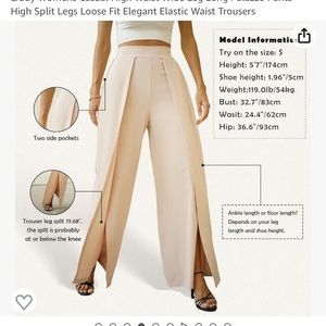 Blue wide leg split pants XL